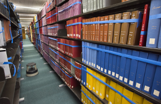 Library books taped off for relocating