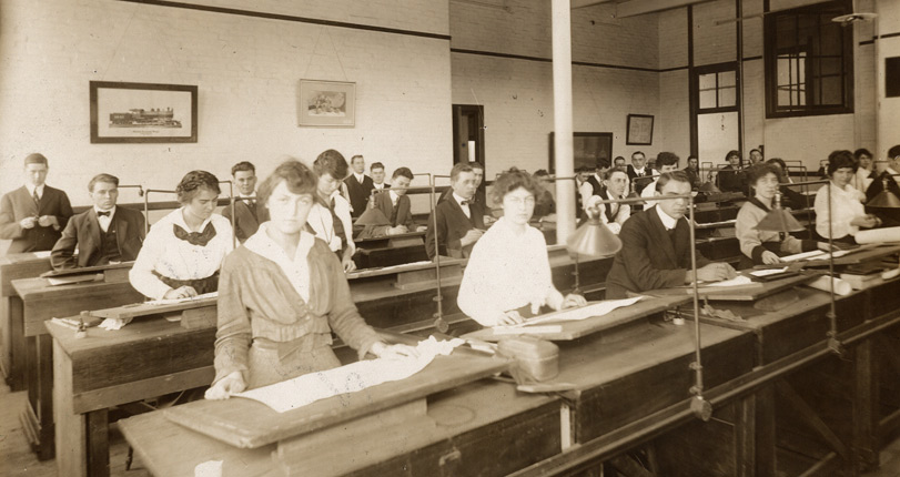 Women from the early 1900s participating in RIT classes