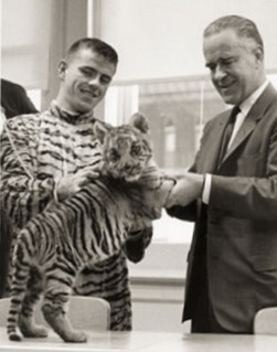 Student and APO Member David Page with cub